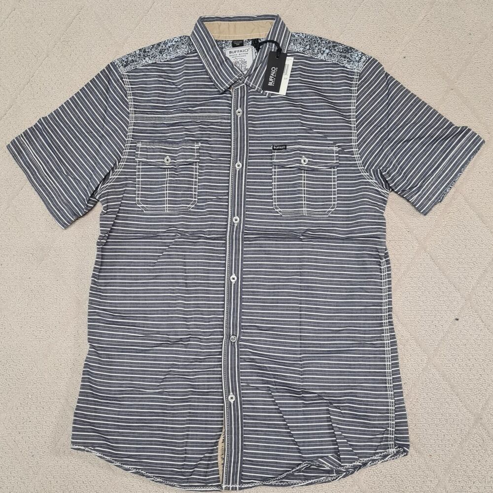 Buffalo David Bitton Casual Shirt Mens SMALL Stripe Floral Casual Western